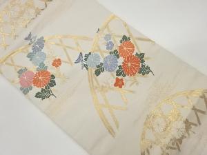 光悦垣に菊模様織出し名古屋帯